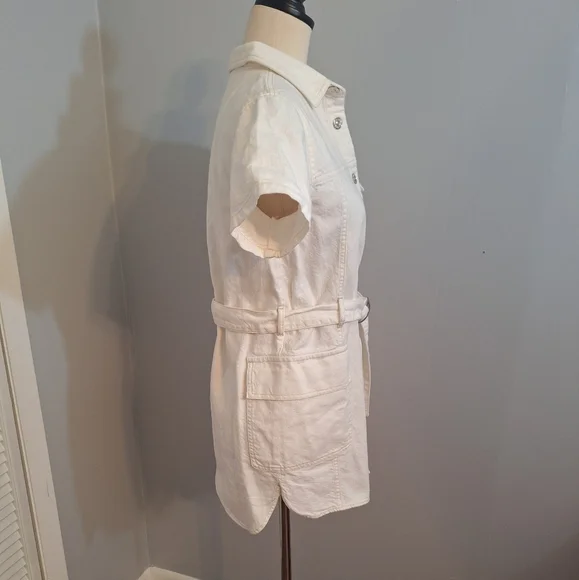 Zara white denim belted mini dress sz 13-14 NWT *G - Picture 3 of 8